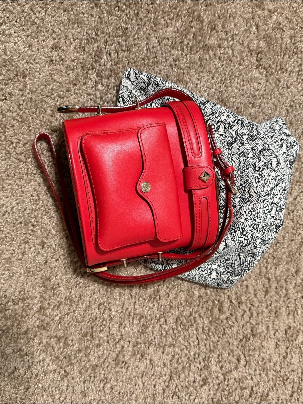 Rebecca Minkoff Red Leather Crossbody with Front Pocket